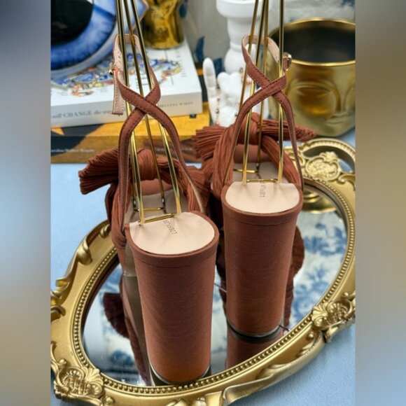 LOEFFLER RANDALL 🧿 NWOB Natalia Terracotta Organza Platform Sandals, Sz 7 - Picture 8 of 16